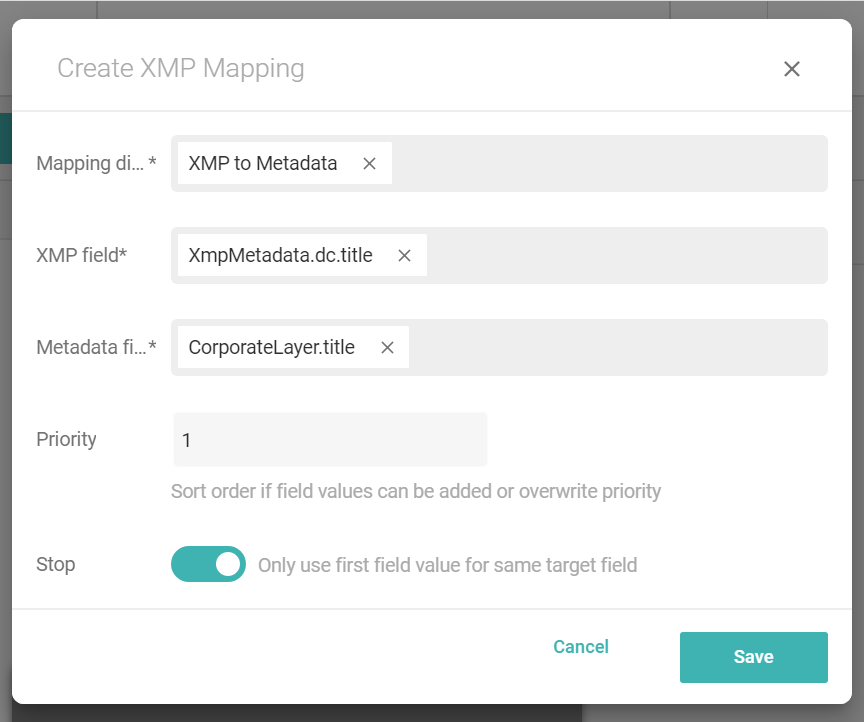 XMP Dublin Core Title Mapped To Picturepark Metadata