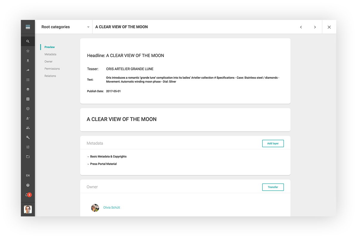 Strictly structured content can be created in the Content Platform and then published to multiple channels, including websites and mobile apps.