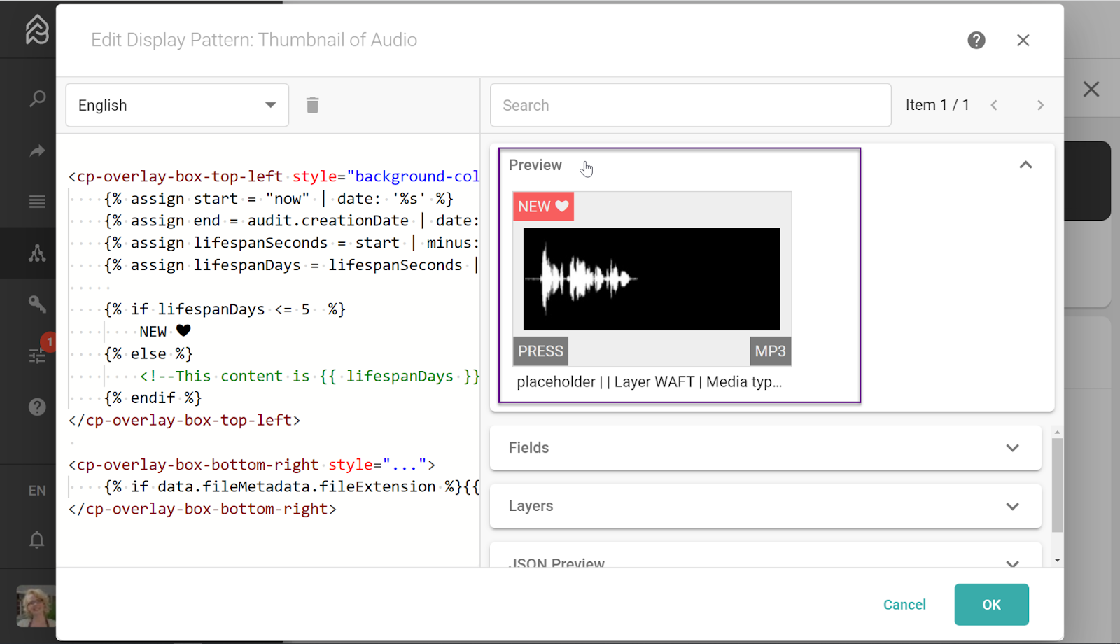 Display Pattern Editor Vorschau.